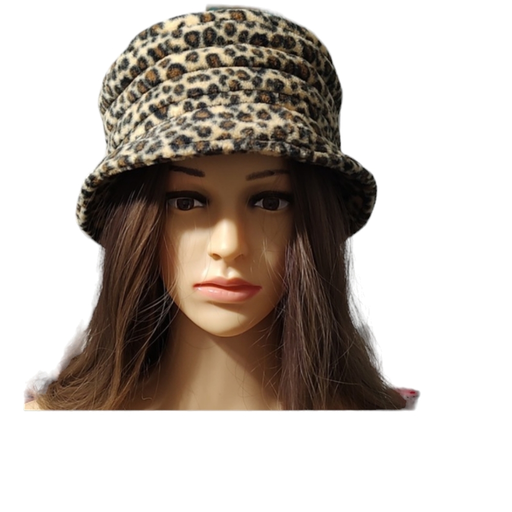 Leopard Bucket Hat by Betmar of New York One Size Winter Hat